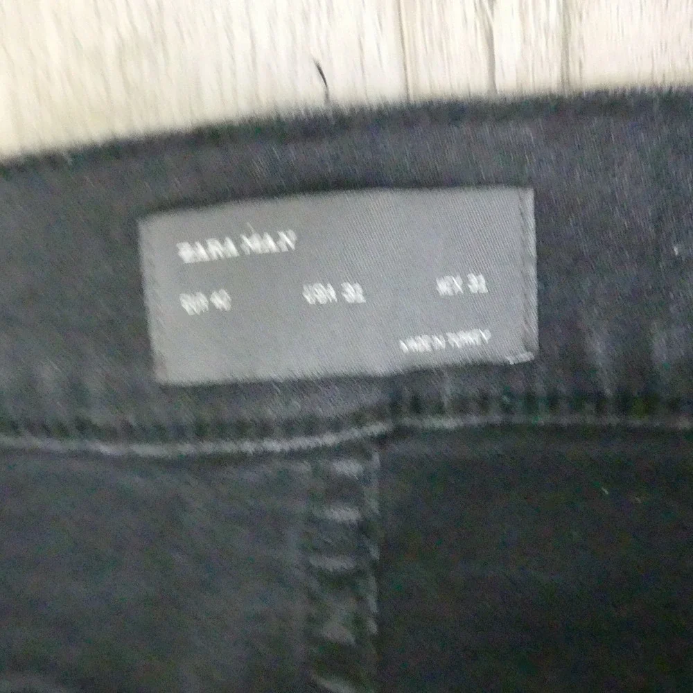 Zara Man Black Distressed Jeans On The Road Zipper Moto Denim Grunge 31